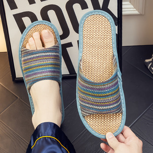 Japanese Style Linen Slippers Women's Summer Fashion Couple Home Indoor Household Non-Slip Fabric Slippers Men's Summer
