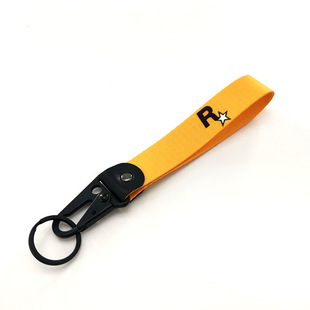R Star element leather keychain thermal transfer Eagle mouth buckle electric motorcycle pendant head Text D anime car