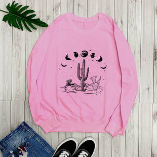 Sweatshirt Desert Sea and Moon Phase Graphic Printed Funny C