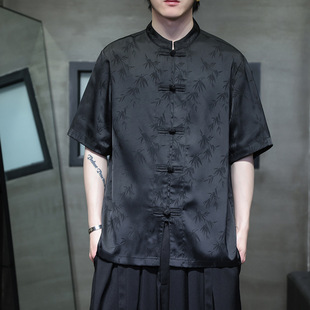 Summer New Chinese Style Men's Retro Trendy Casual plus size Short Sleeve Shirt
