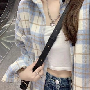 American Retro Plaid Top Long-sleeved Loose Shirt Spring and Autumn New Casual Academy Style Shirt All-match Coat Women