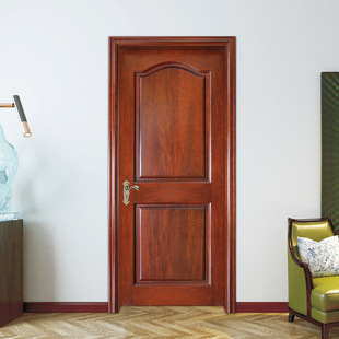 Casual High-Definition Flat Door Set, Accessible Luxury Security Door, Ecological Paint-Free Solid Wood Door, Walnut Wood Veneer Wooden Door