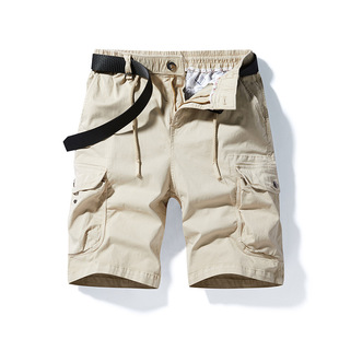 Summer New Men's Tooling Shorts Pure Cotton Men's Casual Multi-Bag Pants Loose Large Size Ready-to-Wear Dyed Pants