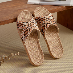 Linen Slippers Home Wholesale Women's Summer Slippers Indoor Hotel Sandals 2024 Men's Cotton and Linen Slippers Home