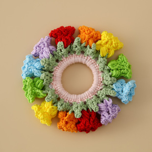 New Wool Ponytail Sheffy Crocheted Rainbow Lily-of-the-valley Hair Circles Large Bowel Girls' Woven Hair Accessories