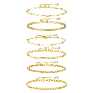 Six-piece Bracelet Women's Daily Stainless Steel Small Square Chain Blade Chain Bead Chain NK Chain Twist Chain Grinding Chain