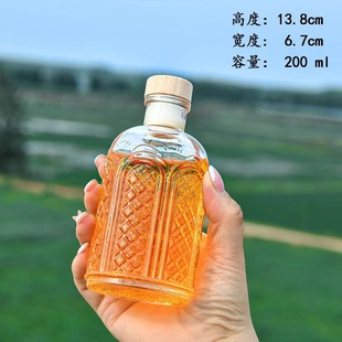 ins Cold Extract Coffee Bottle Small Wine Bottle 100ml Striped Glass Fruit Wine Bottle Sealed Juice Drink Glass Bottle
