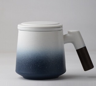 Ceramic mug with lid filter tea separation office tea cup gradient water Cup logo production Wholesale