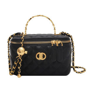 Bag Women's New Arrival 2024 Spring and Summer Fashionable Chanel Style Rhombic Chain Bag Korean Style Bucket Bag Texted Crossbody Bag Trendy