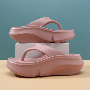 Flip-flops Women's Summer Outer Wear All-match Fashionable Wedge Thick-soled High-heeled Clip-toe Seaside Beach Non-slip Sandals