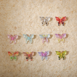 Internet Celebrity Explosions No Deformation Bow Nail Jewelry All-match Magic Color Simulation Phoenix Tail Butterfly Color Three-dimensional Jinling Butterfly
