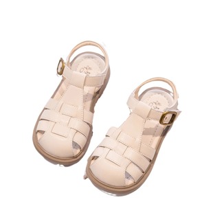 Girls' Beach Shoes Baotou Roman Sandals New Soft Bottom Velcro British Style Children's Shoes Boys Summer Fashion