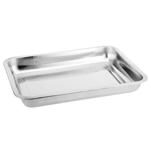 304 Stainless Steel Square Plate Thickened Rectangular Tea Tray Tray Grill Plate Steaming Rice Plate Grilled Fish Plate Punched Square Plate