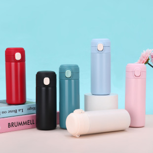 High Color Value 304 Stainless Steel Pea Cup Mini Small Bounce Lid Thermos Cup Simple Solid Color Vacuum Pocket Cup