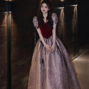 French Evening Dress Women's 2024 New Light Luxury Niche High-end Engagement Banquet Host Adult dress Toast Dress