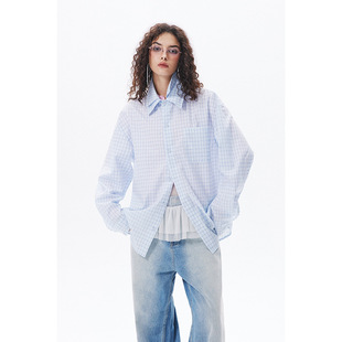City Fanpin 2025 Spring New Plaid Long Sleeve Shirt Retro Simple Long Sleeve Shirt Coat Spring and Autumn
