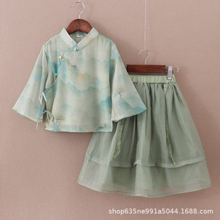 Han Dynasty Girls National Style Suit Skirt Tang Suit Summer Dress Super Fairy Dress Big Girl Republic of China Student Improved Cheongsam