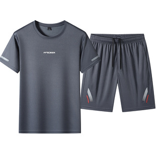 2024 Summer New Men's Sportswear suit Ice Silk Quick-drying Short-sleeved T-shirt Casual Fitness Running Shorts