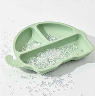 Factory Ready-Made Food-Grade Silicone Baby Elephant Dinner Plate Children's Food Supplement Plate All-In-One Anti-Fall Compartmentalized Dinner Plate
