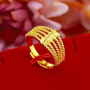 Vietnam sand gold love five-line ring ethnic style factory direct live online cartoon live broadcast women's ring grinding