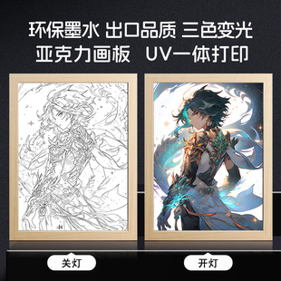 Light painting nightlight with light photo frame bedroom bedside light spell back to war original god animation factory luminous painting generation