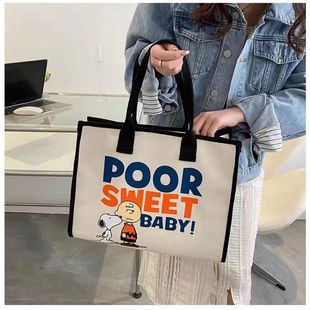 Canvas Bag Women's Large Capacity Bag New Cartoon Mickey Printed Handbag Shopping Bag All-match Hand Bag Factory Free Shipping