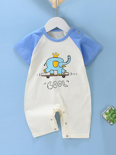 Baby Short-sleeved jumpsuit Summer Thin Pure Cotton Newborn Boneless Clothes Baby Pullover Harper Climbing Summer Clothes