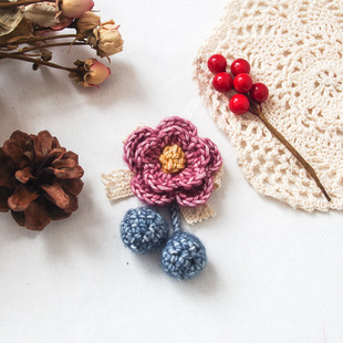 Forest Style Accessories, Cute and Versatile Wool Corsage, Japanese Style Girl's Hand-knitted Flower Brooch, Small Pin
