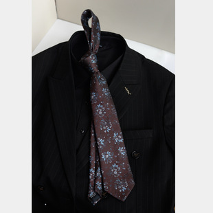 Factory Cross-border Tie Men's Korean Style Retro Brown Blue Wedding Casual All-match Dress Professional Business Hand-made Flower