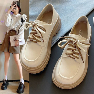 Skirt Small Leather Shoes Women's 2025 Autumn New British Style fleece-lined All-match Round Head Thick Bottom Single Shoes Shallow Mouth