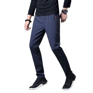 Men's summer thin ice silk casual pants 2025 new sports elastic trend loose straight all-match long pants