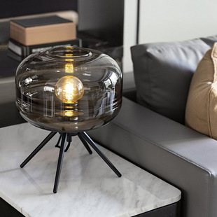 Nordic simple glass table lamp living room study decoration creative bedroom bedside post-modern hotel guest room small table lamp