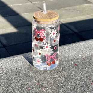 High color value cherry flower girl cup cup straw coffee cup wholesale UV