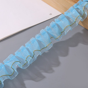 Double-layer snow ribbon single golden edge clothing accessories discount pleated lace handmade diy skirt accessories lace wholesale