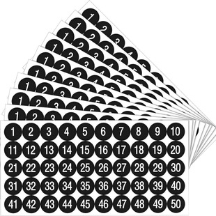 Black 1-50 Digital Stickers Continuous Digital Stickers Self-adhesive Indoor Outdoor Waterproof Label Stock Classification