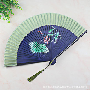 Вентилятор Древний стиль Hanfu женский чонсам подиум небольшой складной веер Китайский ветер танцор классический складной костюм вентилятор Ся