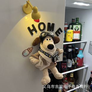 ins decoration chef dog cute doll plush toy scarf sweater magnetic suction master dog refrigerator sticker hole board
