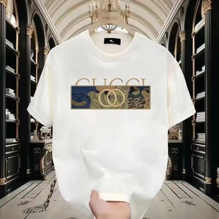 Foreign Trade High-end Heavy Cotton Short-sleeved T-shirt Men's Summer Trendy Brand Fashionable Loose and Handsome All-match Round Neck T-shirt