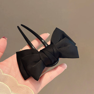 New Chinese style fabric bow U-shaped hairpin daily cheongsam Hanfu updo hairpin exquisite Internet celebrity updo artifact