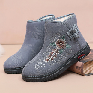 2024 winter middle-aged and elderly sheep wool fleece-lined warm cotton shoes non-slip soft bottom autumn and winter snow boots women's mother cotton boots