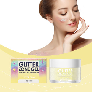 JAYSUING Neon Yellow Glitter Gel Natural Stereo Hair Body Clavicle Face Brightening Gel Gel