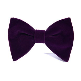 Bow tie men's velvet horn dress professional double-layer monochrome performance accessories groom festive wine red new style