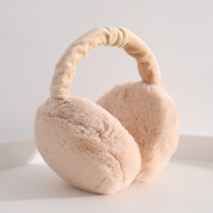 Winter women's cute solid color warm earmuffs with plush windproof ear protection portable folding cold-proof and frost-resistant earmuffs
