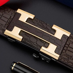 Men's Belt Explosion Toothless Automatic Buckle Belt Fashion All-match Leather Belt Youth Casual Business Simple