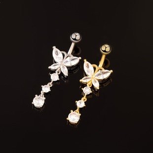Cross-border Hot New Style Navel Ring Creative Butterfly 3A Zircon Shiny Navel Buckle Navel Ring Piercing Jewelry Navel Buckle