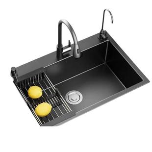 Kitchen Black Nano Sink Single Sink Thickened 304 Stainless Steel Kitchen Vegetable Basin Sink Sink Basin Kitchen Basin