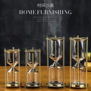 Hourglass timer that can load sand by itself Creative Home Furnishing Metal Ornaments Glass Empty Bottle Engraving Advanced Retro