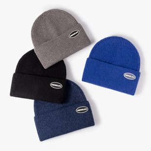 European and American cross-border new knitted hat ins style simple all-match customizable logo wool hat winter outdoor warm cold hat