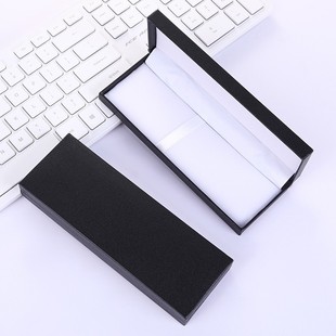 Black business pen box can be set LOGO rectangular pen box PU flip gift packaging gift box in stock wholesale