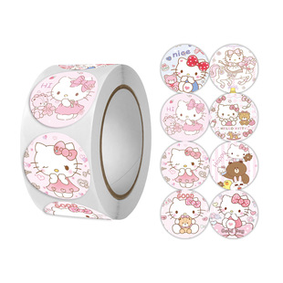 Sanrio Anime IP Kromi KT Cat Crayon Elsa Melody Sticker Sealing Sticker Cross-border Sticker Wholesale